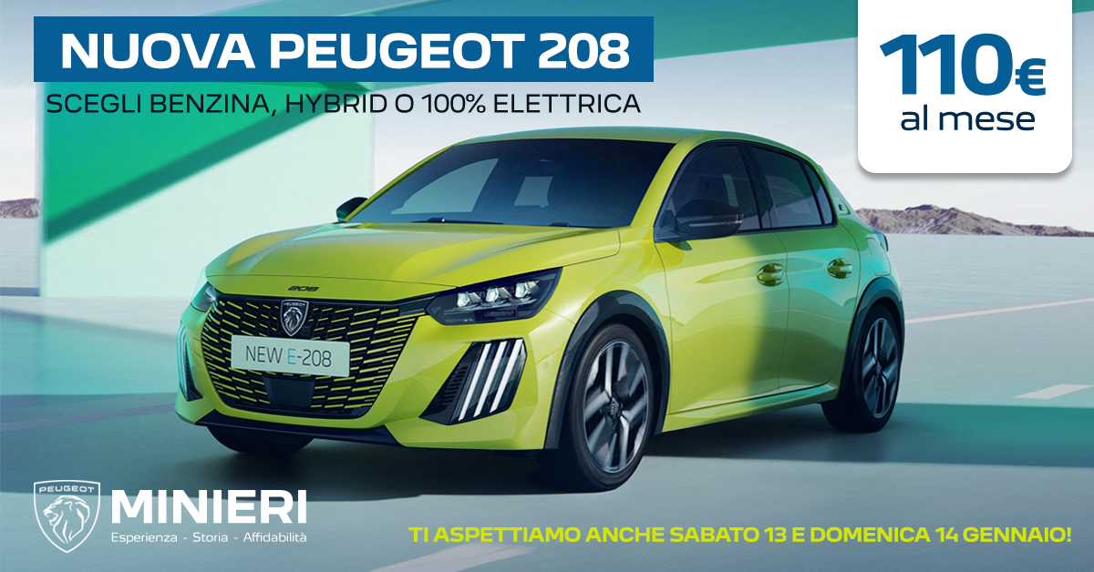 Scopri Nuova Peugeot 208 anche sabato 20 e domenica 21 gennaio